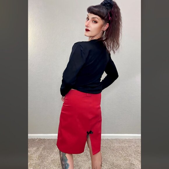 Red Sourpuss Anchor Pencil Skirt Nautical Retro 50s Rockabilly Pinup XL - Picture 7 of 11